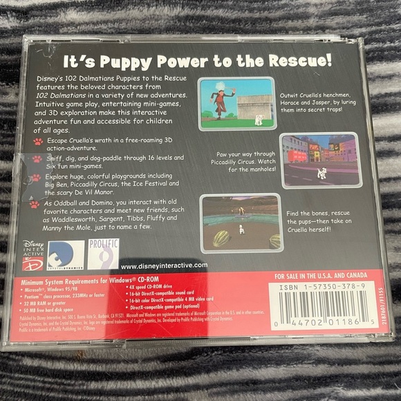 Vintage Disney 102 Dalmatians Puppies To The Rescue PC for Windows 95/98 - Picture 2 of 3